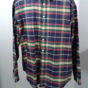Pull Vintage Gulf Traders Taille XL Années 70 - Vert à Motif Diamant Bleu Bordeaux, Coton, Très Bon état